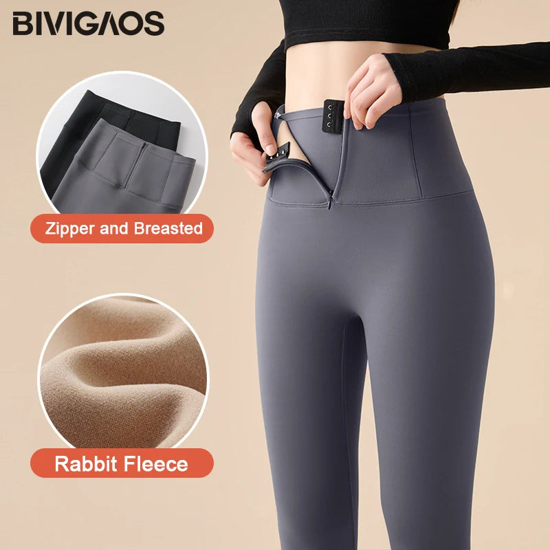 Leggings Piel Tiburón Polar Grueso | Moldeador Cremallera Cálida | Cintura Shaping OI | Ticotrendy