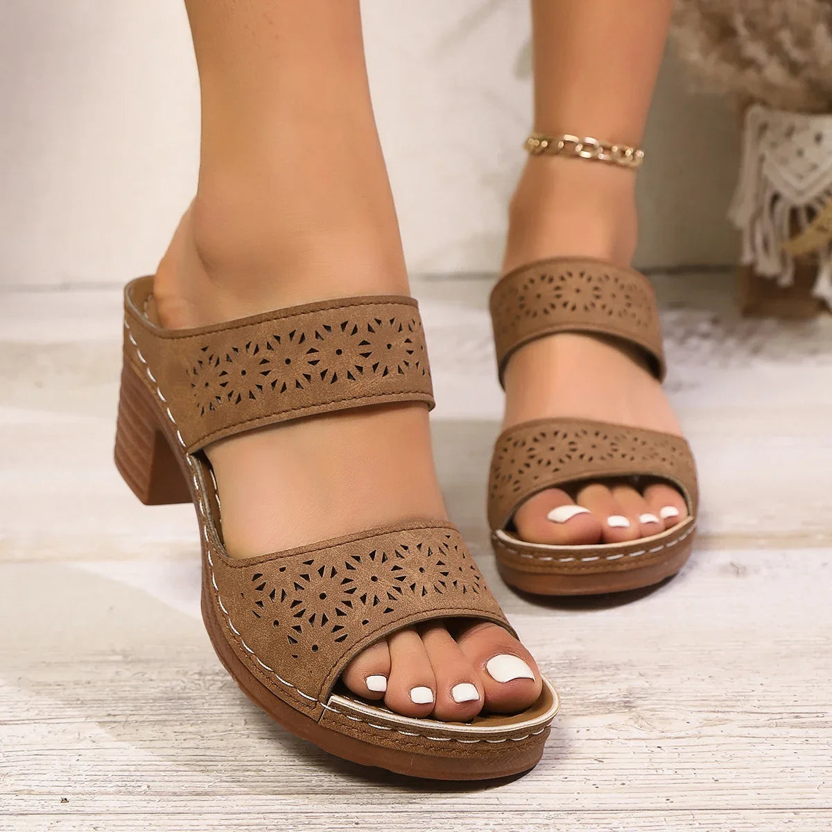 Sandalias de Plataforma con Tacón Alto para Mujer | Talla Grande | Ligeras y Antideslizantes