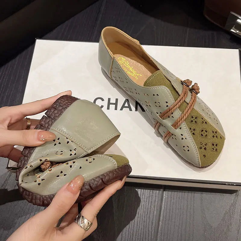 Mocasines de Diseñador con Punta Cuadrada | Ajuste Ancho | Cuero Suave | Novedad