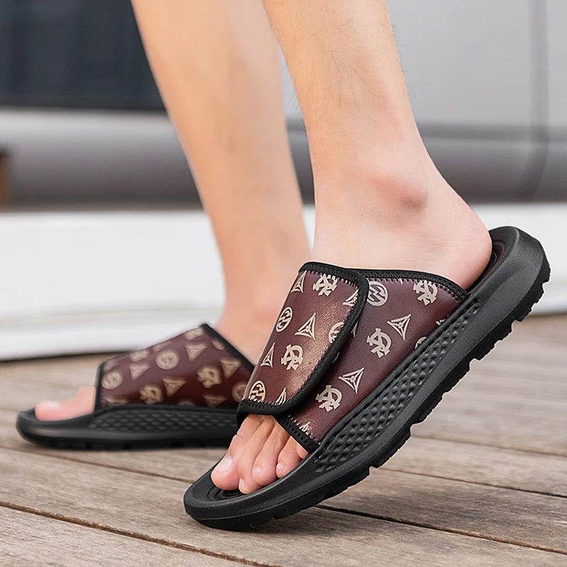 Sandalias Hombre Cuero Artificial Retro Cómodas Planas Aire Libre | Verano 2025