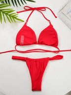 Conjunto de Bikini de Color Liso con Correa para Playa