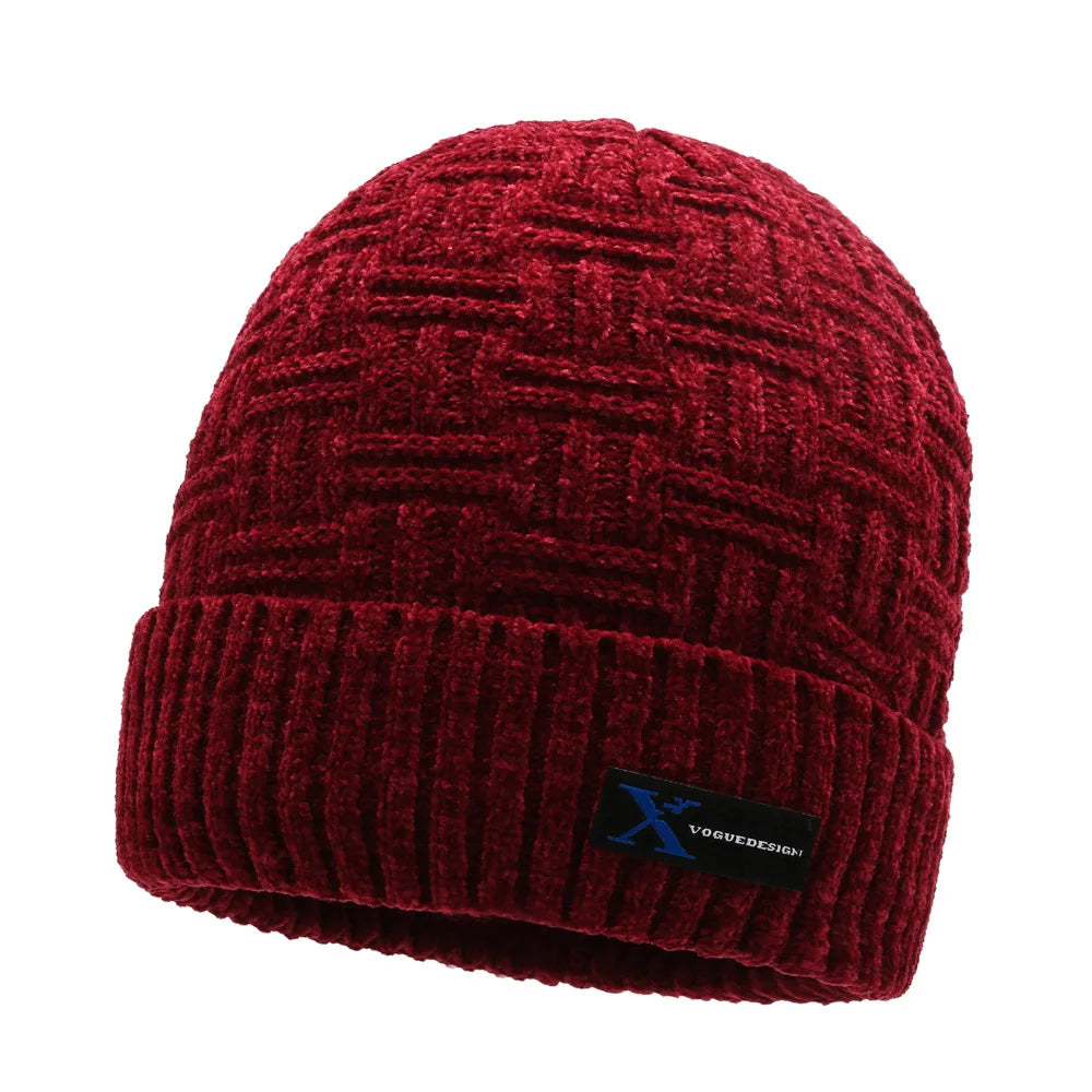 Gorro Tejido Lana Chenilla Terciopelo Grueso Térmico | Invierno Ajustable Unisex