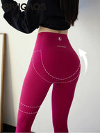 Leggings Piel Tiburón Ciruela | Sensación Desnuda 3D Push Up | Sexy Yoga Fitness PV | Ticotrendy