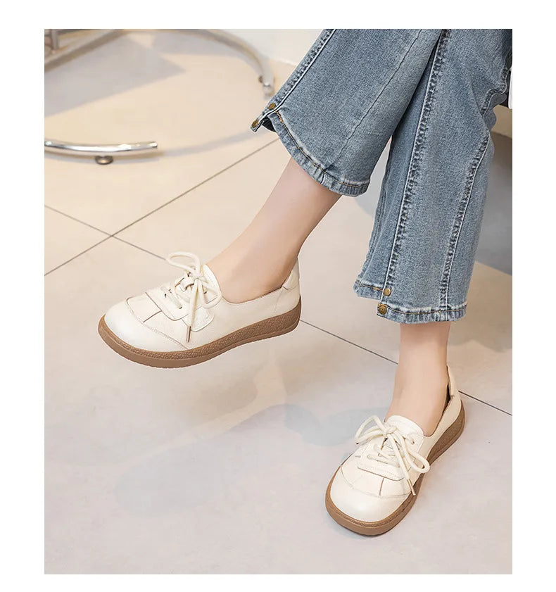 Mocasines Étnicos de Cuero Genuino | Talla Grande | Sin Cordones | Estilo Retro 2025