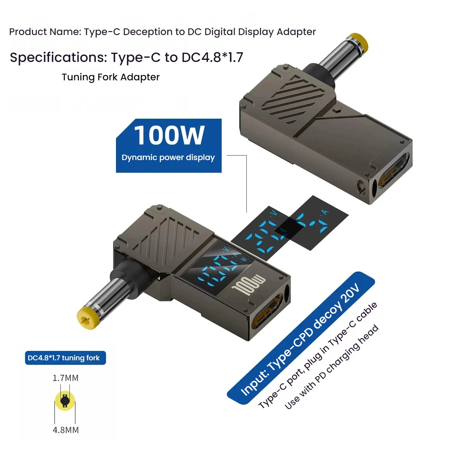 Adaptador Tipo C A DC | Cargador Laptop 100W | Convertidor Power Delivery | Ticotrendy