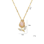 Collares con colgante de tulipán rosa romántico para mujeres y niñas, accesorios de joyería clásicos de acero inoxidable, regalos para amantes