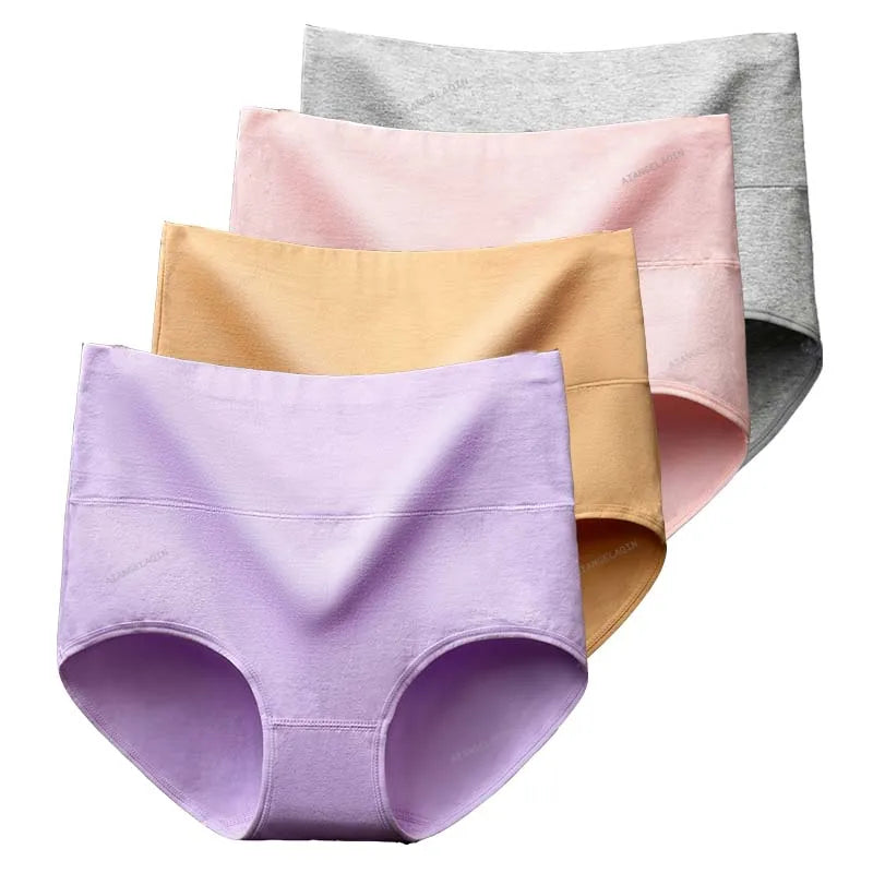 4 Paquete Bragas Cintura Alta | Algodón Moldeador Talla Grande | Tico Trendy