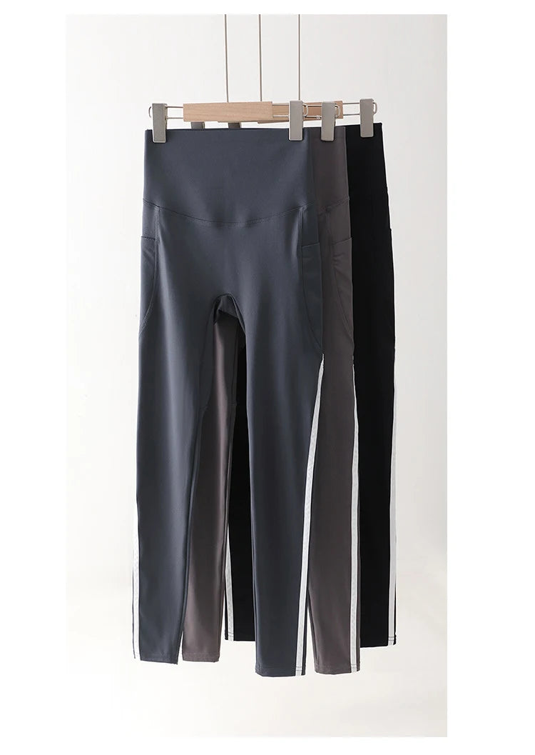 Mallas Piel Tiburón Raya Bolsillo | Cintura Alta Ajustado Fitness | Yoga Ciclismo Correr Otoño | Ticotrendy