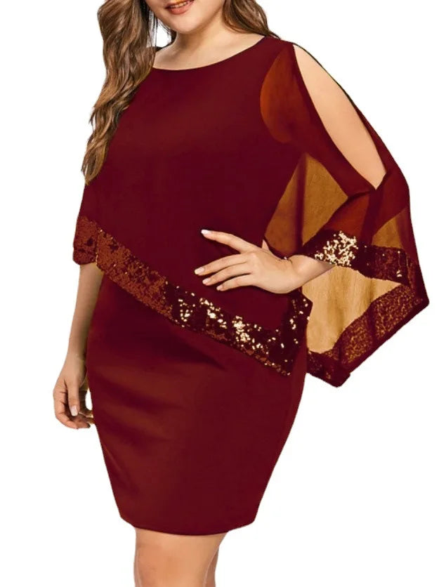 Vestido de Fiesta | Talla Grande | Lentejuelas y Hombros Descubiertos
