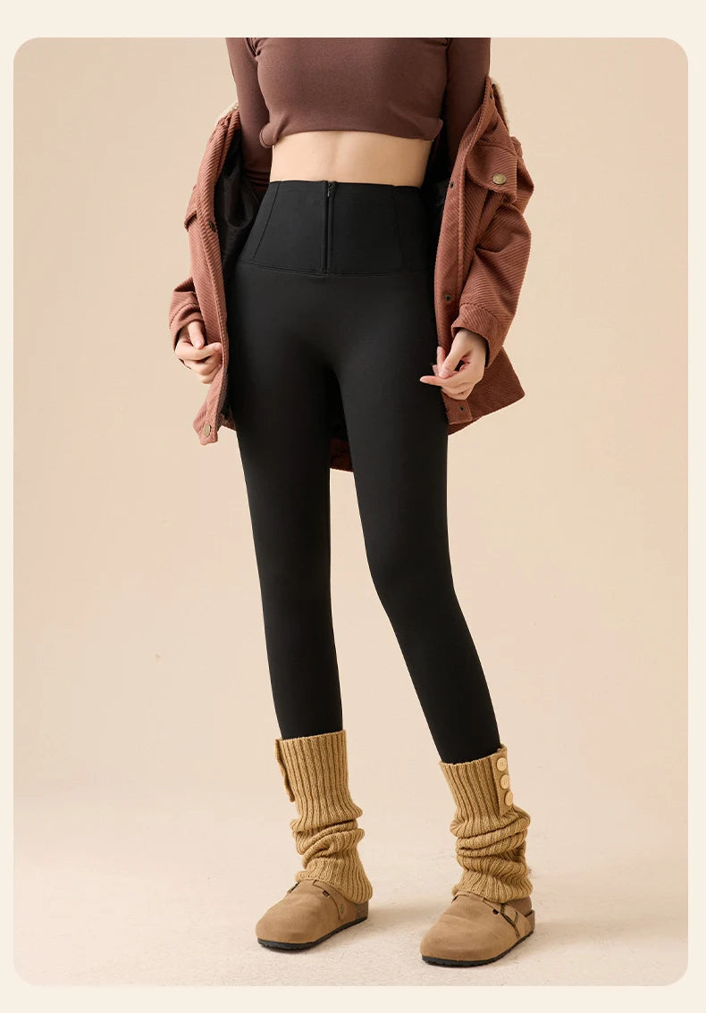 Leggings Piel Tiburón Polar Grueso | Moldeador Cremallera Cálida | Cintura Shaping OI | Ticotrendy