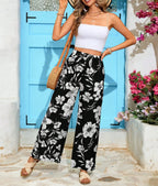 Pantalón Bohemio Traf | Cintura Alta y Pierna Ancha - Estampado Floral