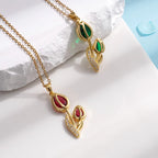 Collar Elegante Tulipán Circón ∣ Cadena Acero Inoxidable ∣ Joyería Moda Femenina
