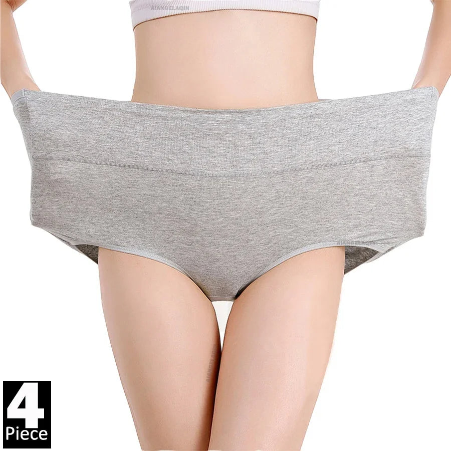 4 Paquete Bragas Cintura Alta | Algodón Moldeador Talla Grande | Tico Trendy