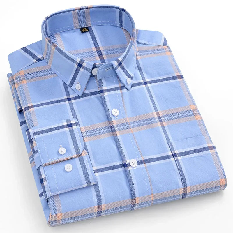 Camisa Oxford a Cuadros | Talla Grande y Pequeña | 100% Algodón | Manga Larga Hombre