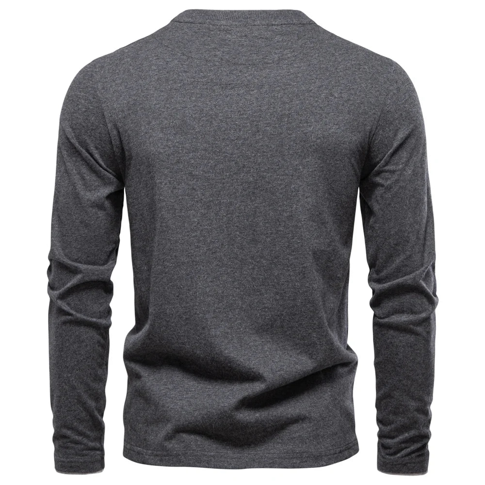 Camiseta Henley 100% Algodón Hombre | Manga Larga Informal Otoño | Tallas S-XXL | Tico Trendy