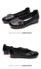 Mocasines de Cuero con Diseño Floral | Recortes Blancos | Planos | Informales