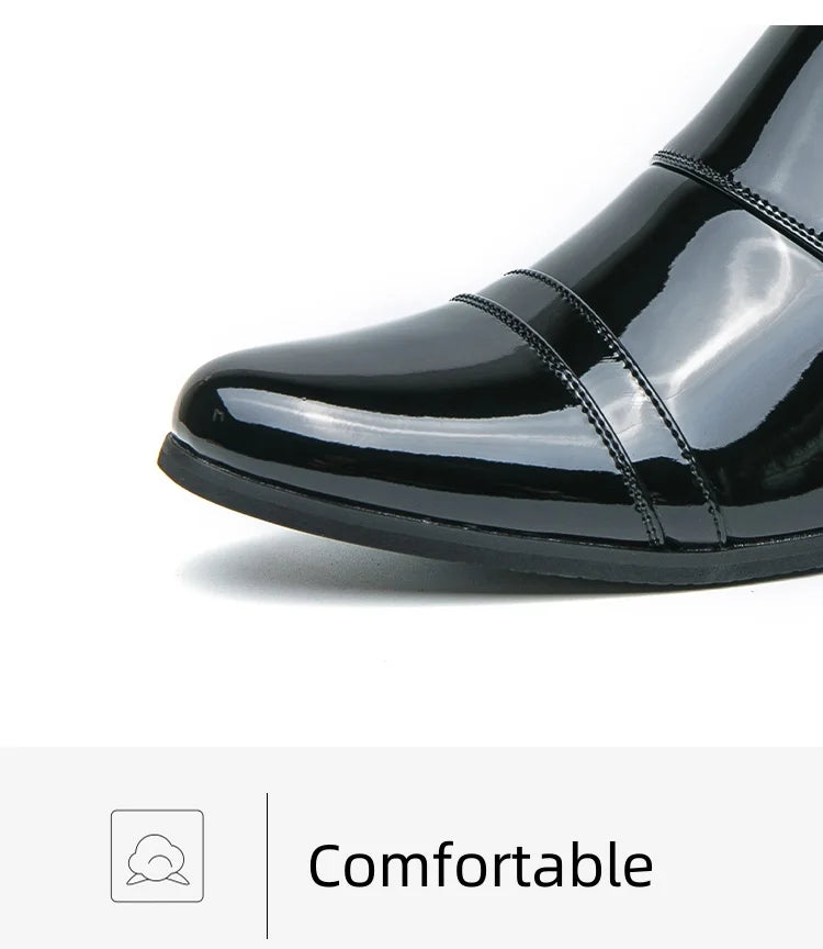 Zapatos Vestir Hombre Ticotrendy Piel Dividida Retro Punta Puntiaguda Boda | Con Hebilla