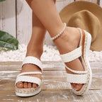 Sandalias  de Cuña | Tejido Ligero | Suela Gruesa | Talla Grande | Verano 2025