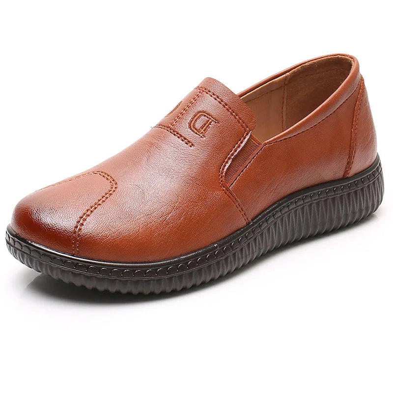 Mocasines Retro Marrones con Cuña | Cuero | Bailarinas Oxford | Talla Grande