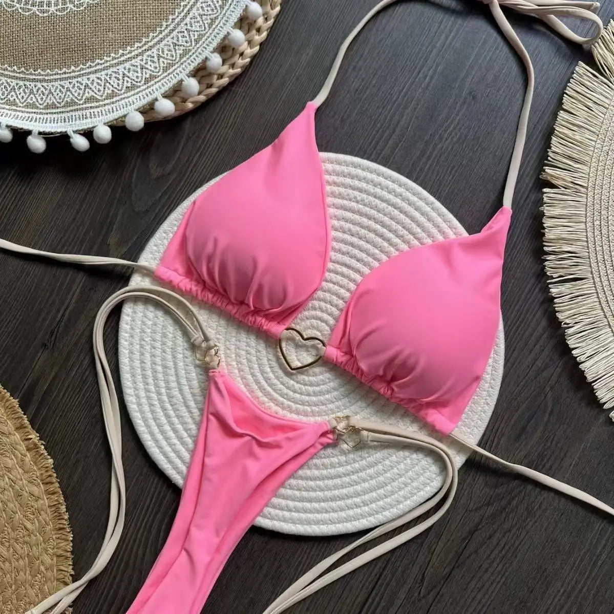 Bikini de Nailon con Correa de Corazón para Resort y Spa