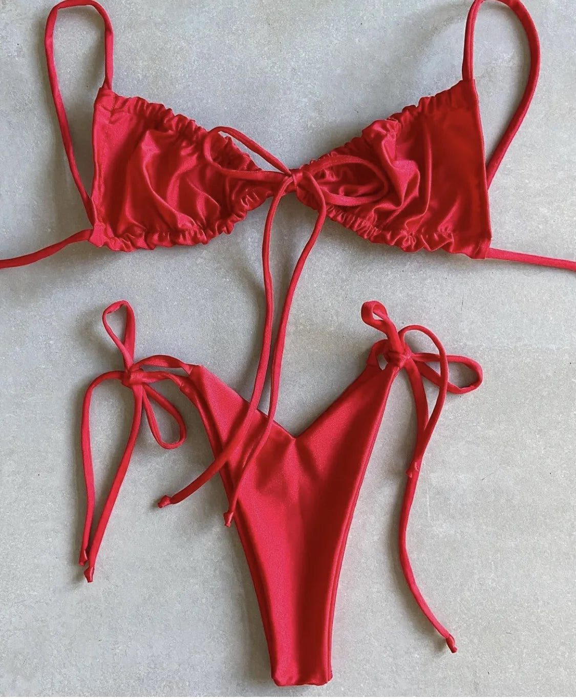 Bikini Sexy de Cintura Alta y Color Sólido - Traje de Baño de Verano 2025