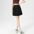 Falda Cargo Con Bolsillos Y Cordón Estilo Retro Americano