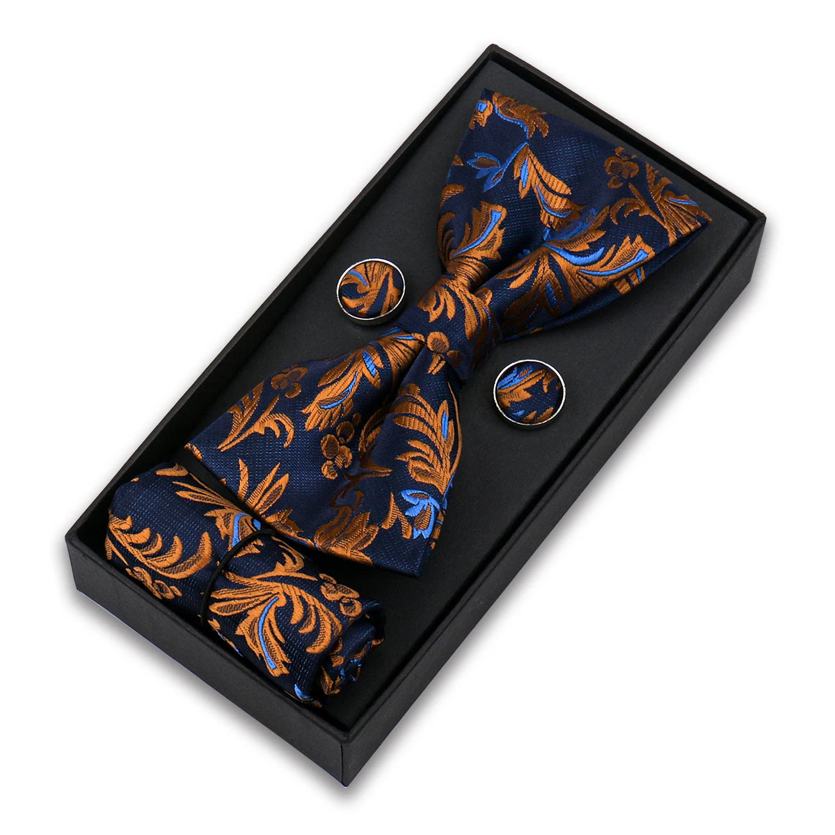 Set De Pajarita Pañuelo Gemelos Regalo Elegante Estilo Para Hombres