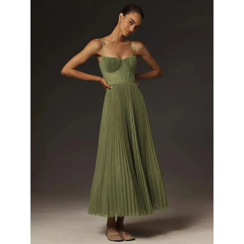 Vestido Largo Vaporoso Cintura Alta para Fiesta