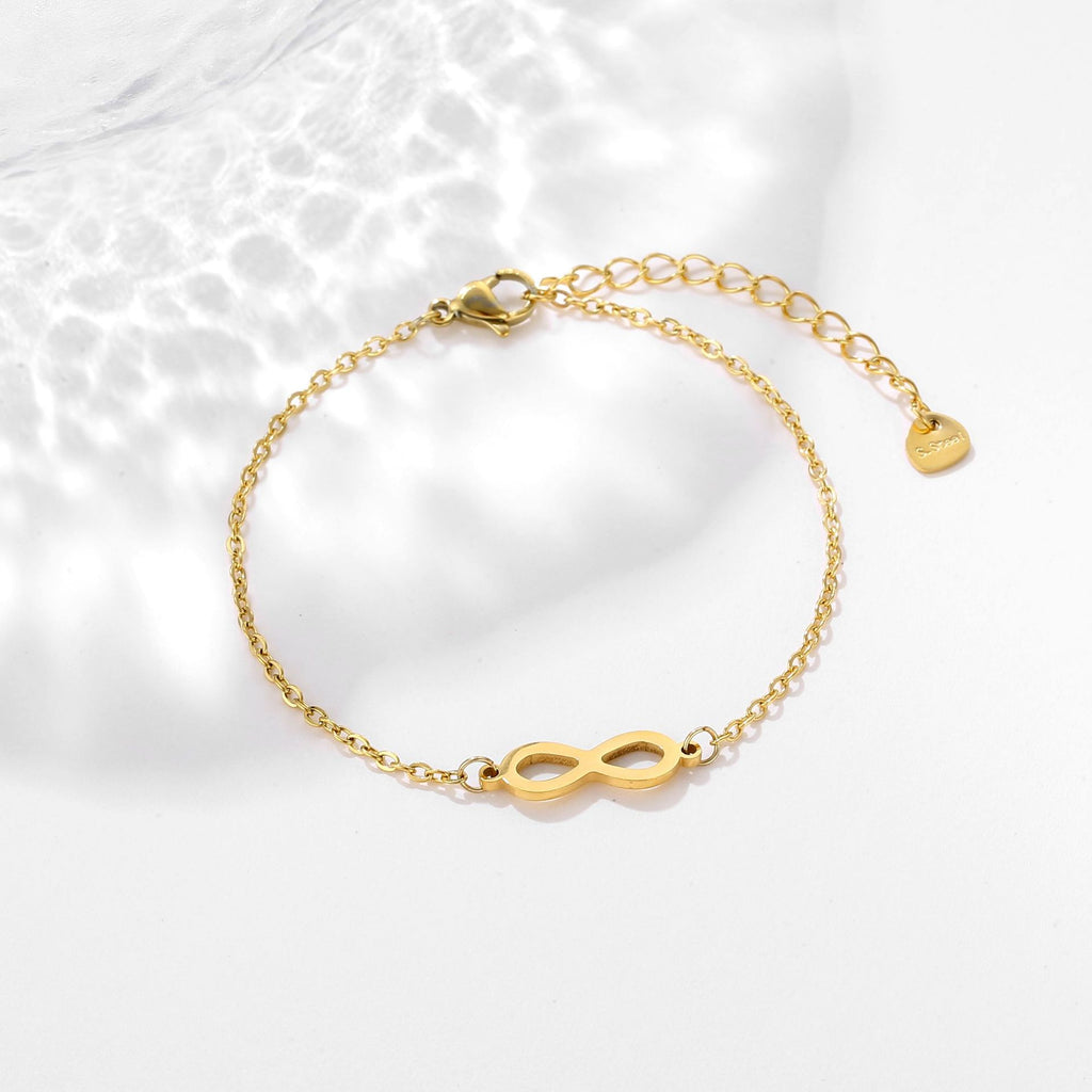 Pulseras con dijes de símbolo infinito de acero inoxidable para mujeres y niñas, accesorios de mano simples, regalos para amantes