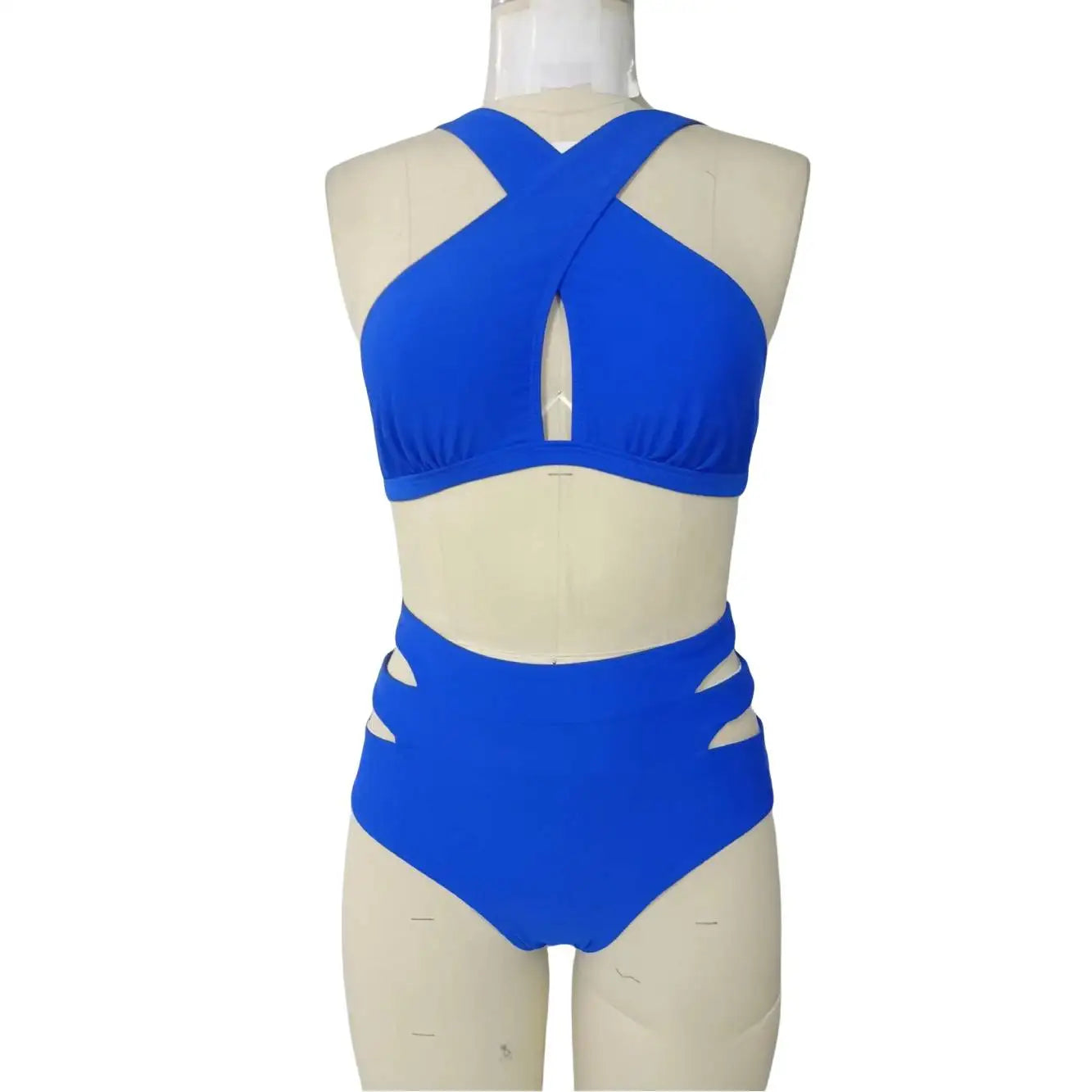 Conjunto de Bikini Halter de Color Sólido Cikini para Vacaciones y Playa