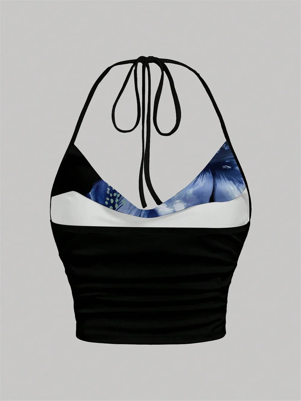 Top Halter con tinte dibujo Tie para mujer, ropa Y2K de verano, Top corto Sexy con espalda descubierta y cuello en V, ropa de calle