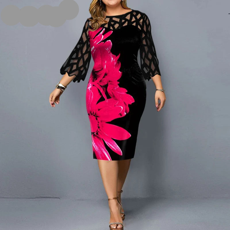 Vestido de Fiesta Floral | Talla Grande | Diseño Ahuecado