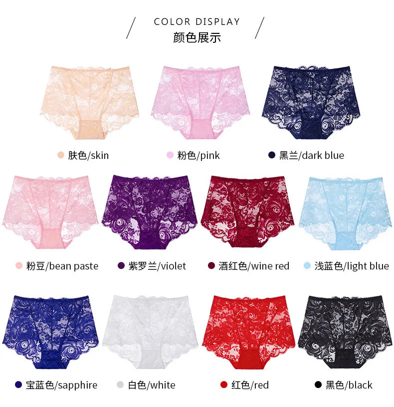 Set de Braguitas de Encaje | 4 Piezas | Talla Grande