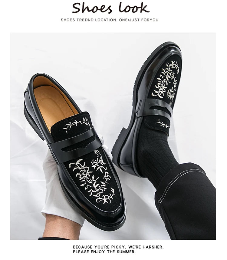 Mocasines Lujo Hombre Punta Redonda Cuero PU Formales Negocios | Sin Cordones