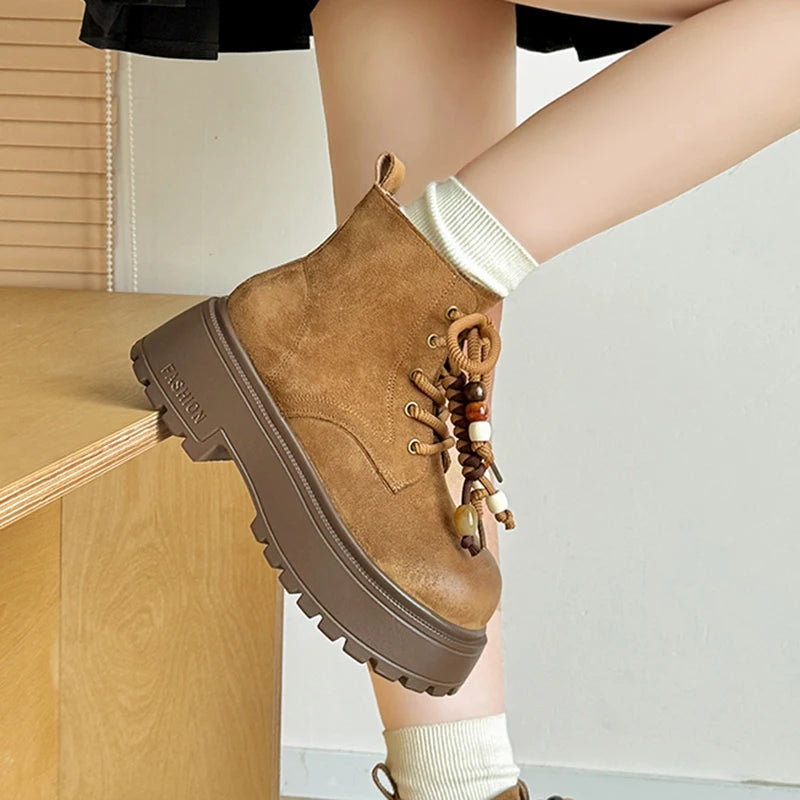 Botines de Tacón Cuadrado Retro | Plataforma | Mujer