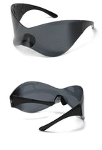 Gafas Sol Gran Tamaño Sin Montura Futuristas | PUNK Y2K Plateadas UV400 Espejo