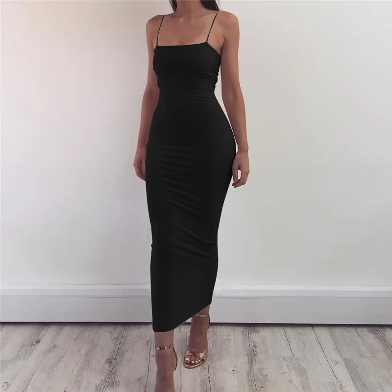 Vestido Sexy De Verano Ceñido Sin Mangas Espalda Descubierta 2025