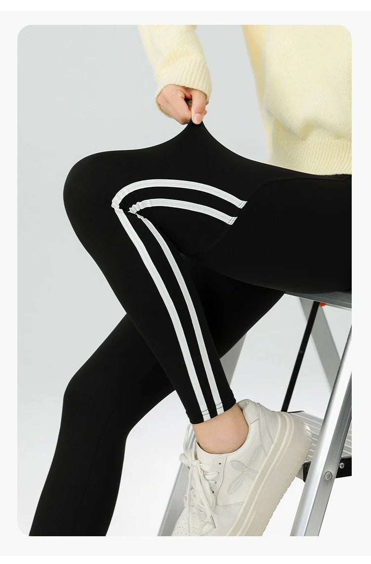 Mallas Piel Tiburón Raya Bolsillo | Cintura Alta Ajustado Fitness | Yoga Ciclismo Correr Otoño | Ticotrendy