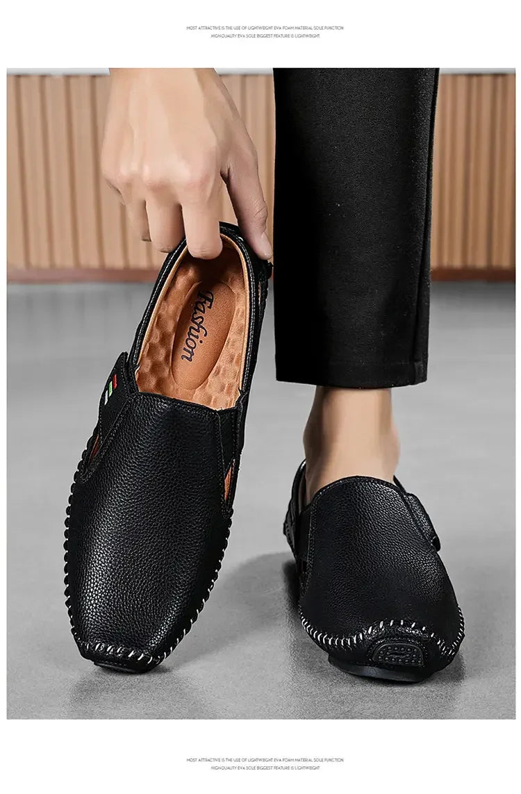 Mocasines Cuero Hombre 2025 ∣ Ahuecados Conducción ∣ Lujo Verano