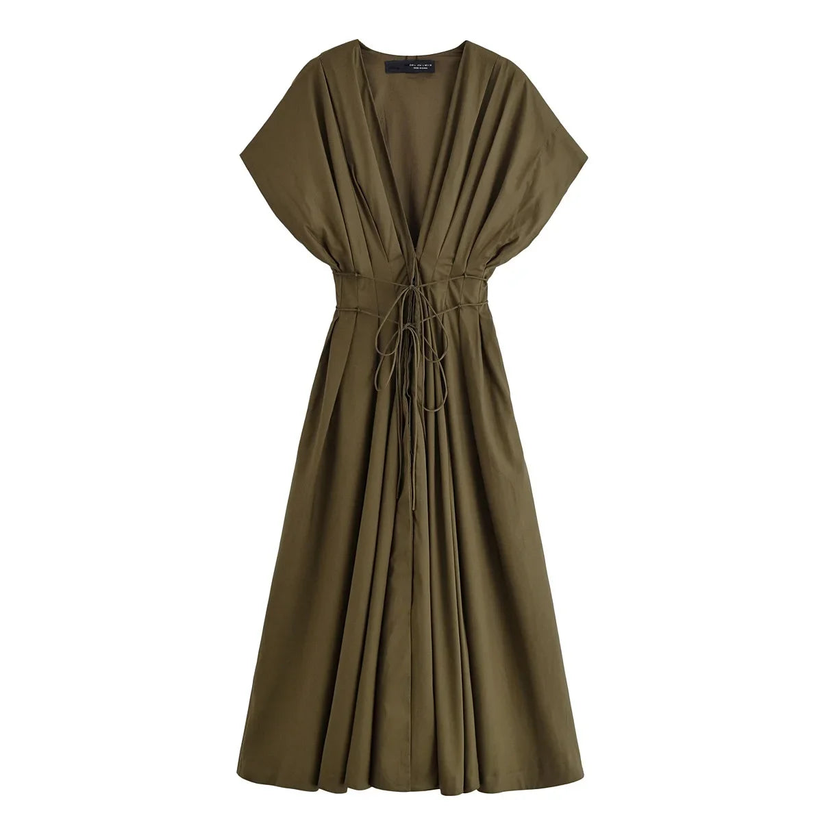 Vestido largo francés vintage | Con cuello en V y cordones