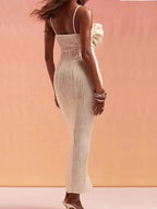 Vestido largo de verano para mujer, estilo francés, con apliques y sin espalda