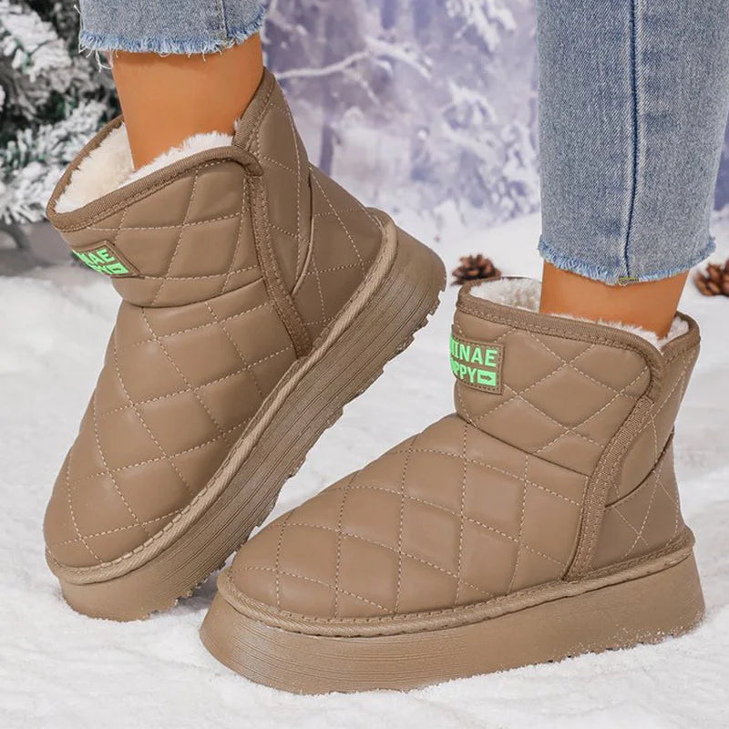 Botas de Plataforma con Felpa | Color Caqui | Moda Tica | Invierno