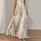 Vestido Largo Bohemio Floral con Cuello Cuadrado y Tirantes Finos