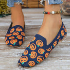Zapatos Planos de Halloween con Calabazas | Malla Transpirable | Suela Suave | Otoño 2025
