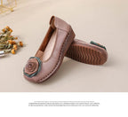 Mocasines Étnicos De Flores | Cuero Genuino Estilo Retro Lujoso Casual