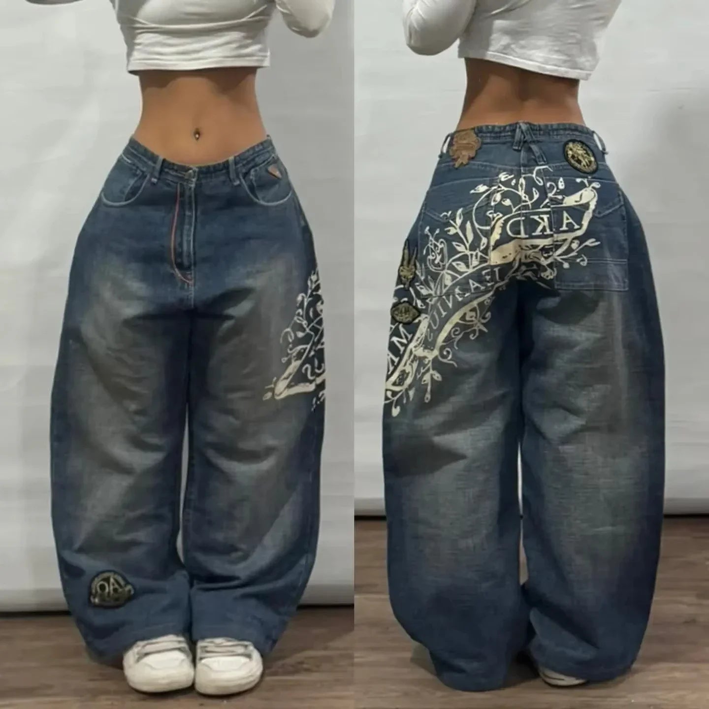 Jeans Y2K Lavado Multibolsillo | Holgado Pierna Ancha | Hip-hop Punk Vintage | Ticotrendy