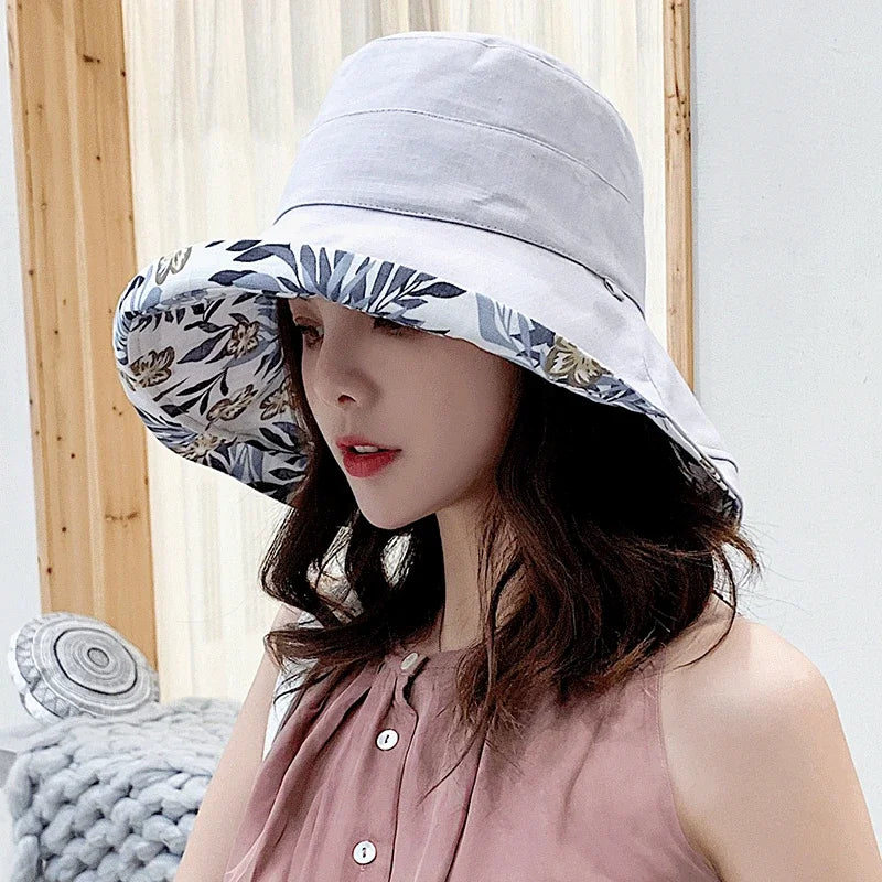 Sombrero con forma de cubo para mujer, sombrero de pescador panameño para las cuatro estaciones, ala grande, doble cara, Color sólido, visera, primavera y verano, 2025