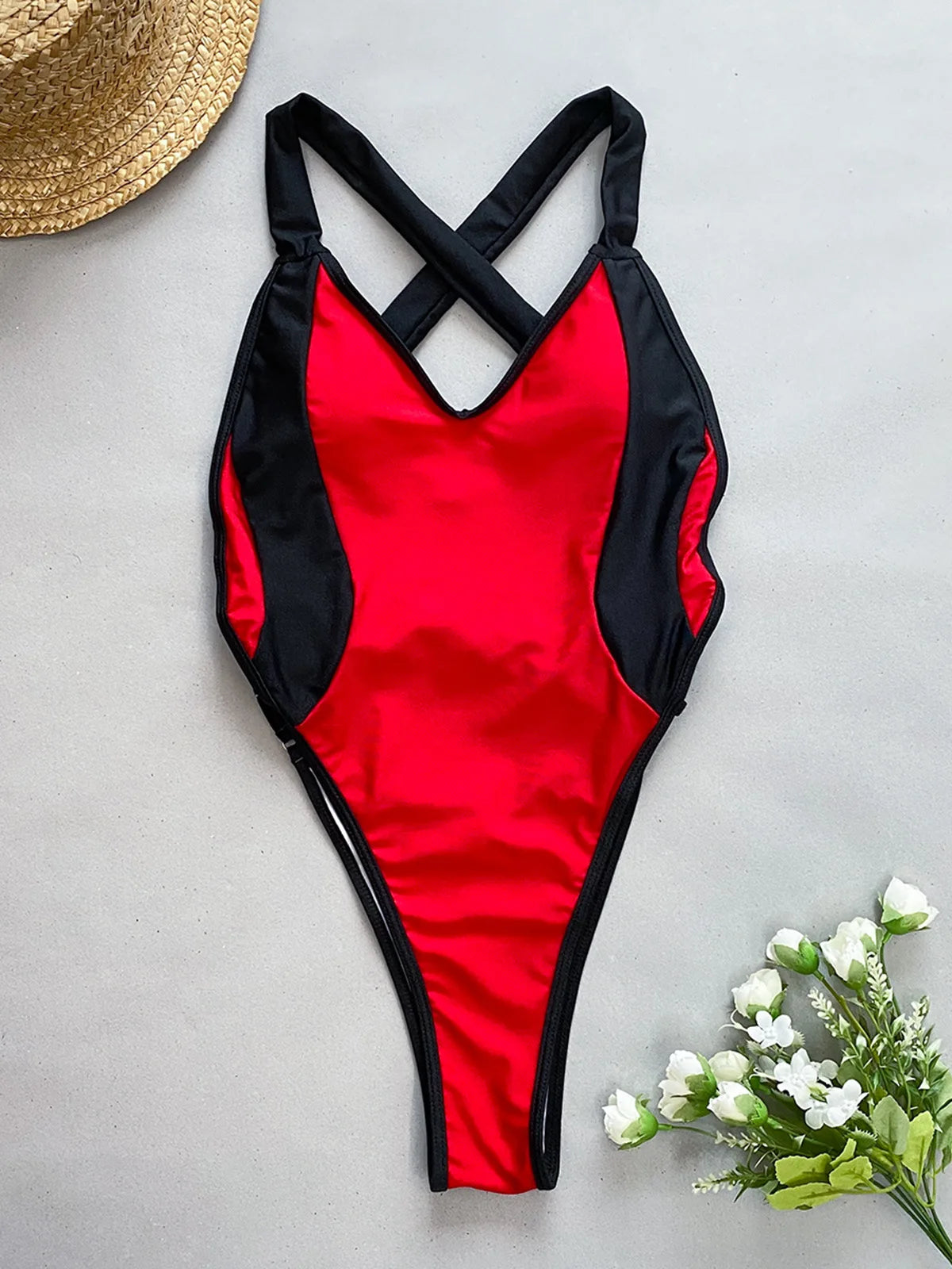 Traje de Baño de Una Pieza Sexy con Retazos para Verano
