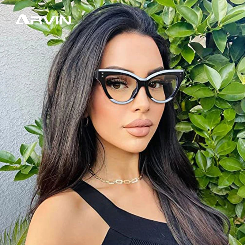 Montura Gafas Ojo Gato Colores Contrastados Vintage | Antirayos Azules Ordenador Plástico Moda