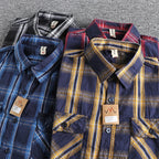 Camiseta Cuadros Vintage Hombre | Algodón Lavado | Dos Bolsillos | Estilo Costa Oeste | Ticotrendy
